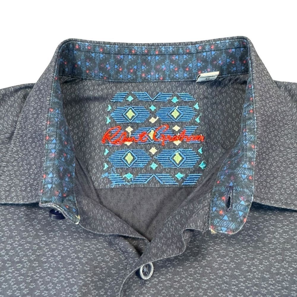 Robert Graham Shirt Men Large Flip Cuff Geomtric Preppy Party Casual - Picture 8 of 10